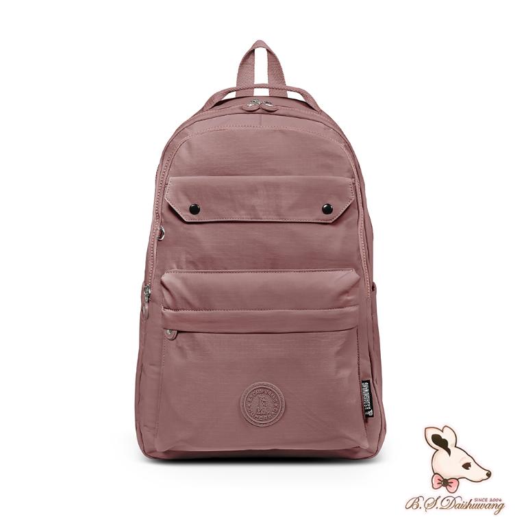 B.S.D.S冰山袋鼠 - 樂活遊記 - 格紋大容量附插袋胸扣後背包 - 香檳粉【X1250CP】