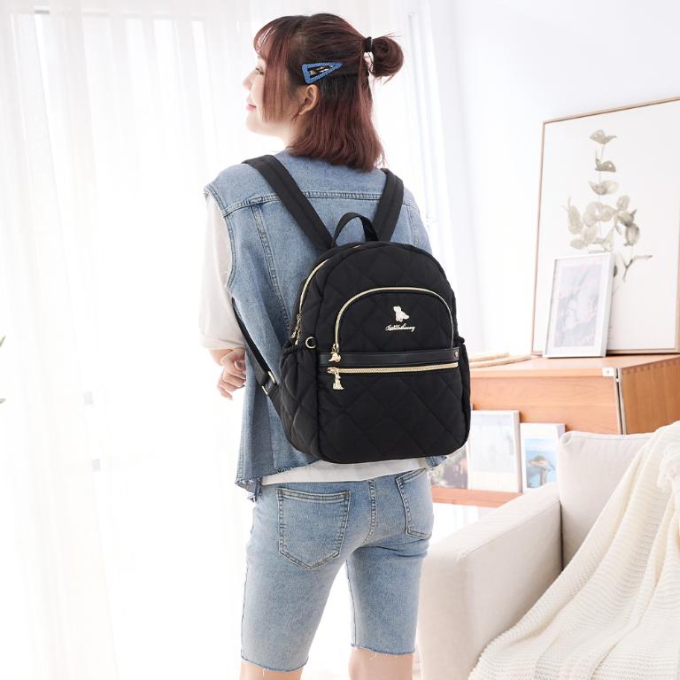 B.S.D.S冰山袋鼠 - 霓虹甜心 - 菱格多口袋後背包 - 黑加侖【Z116-AK】