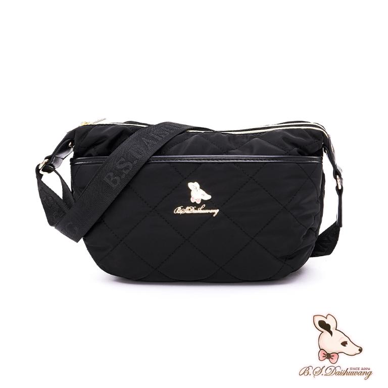 B.S.D.S冰山袋鼠 - 霓虹甜心 - 菱格休閒輕巧斜背包 - 黑加侖【Z9811-AK】