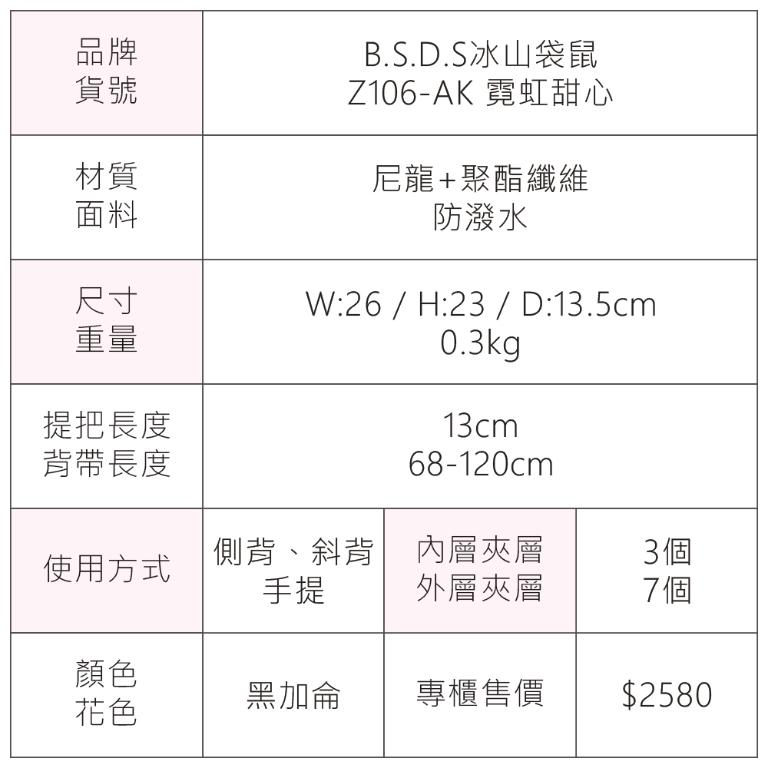 B.S.D.S冰山袋鼠 - 霓虹甜心 - 菱格多口袋兩用手提包 - 黑加侖【Z106-AK】