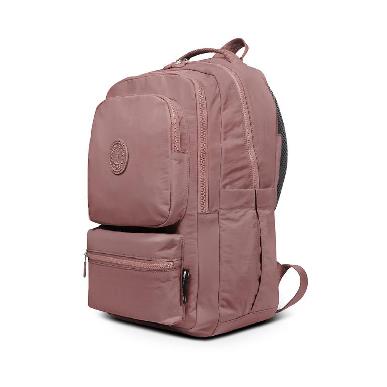 B.S.D.S冰山袋鼠 - 樂活遊記 - 格紋多夾層附插袋胸扣後背包 - 香檳粉【X1251CP】