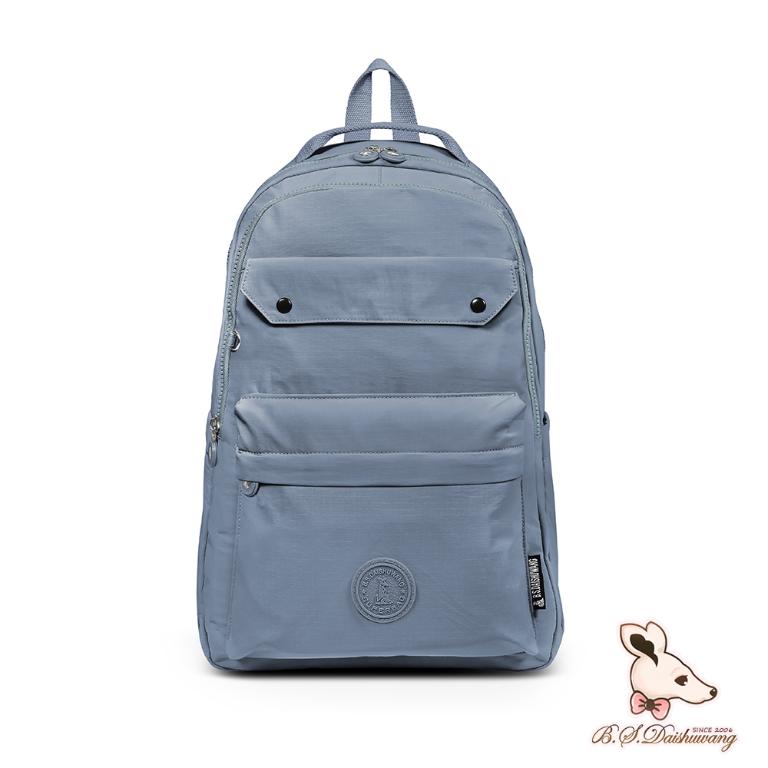 B.S.D.S冰山袋鼠 - 樂活遊記 - 格紋大容量附插袋胸扣後背包 - 藍色【X1250B】