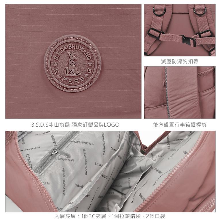 B.S.D.S冰山袋鼠 - 樂活遊記 - 格紋大容量附插袋胸扣後背包 - 藍色【X1250B】