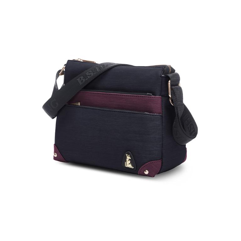 B.S.D.S冰山袋鼠 - 玩色主義 - 雙色多層百搭斜背包 - 野莓黑【9008-KU】