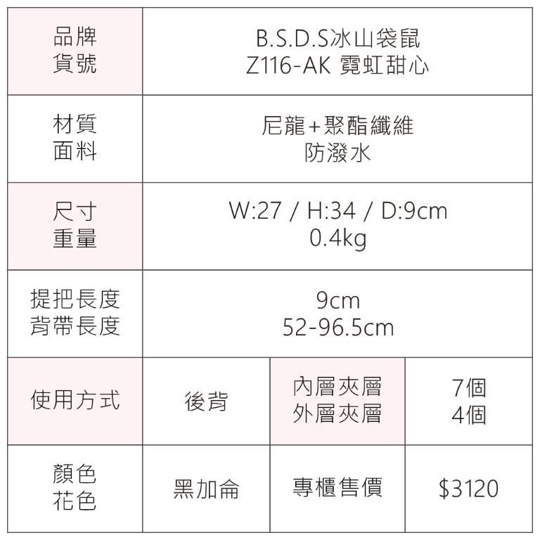 B.S.D.S冰山袋鼠 - 霓虹甜心 - 菱格多口袋後背包 - 黑加侖【Z116-AK】