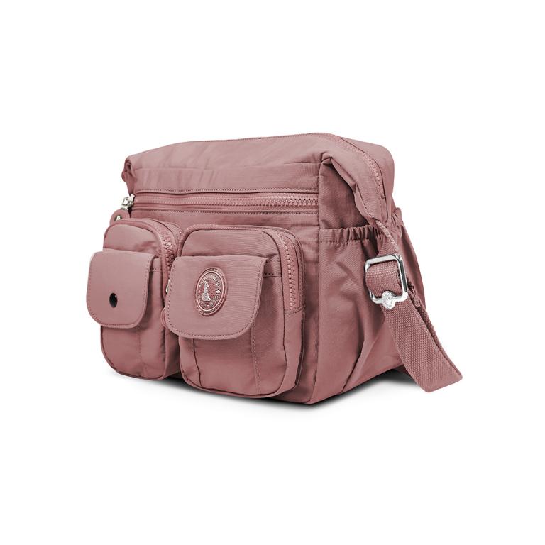 B.S.D.S冰山袋鼠 - 樂活遊記 - 格紋造型收納斜背包 - 香檳粉【X1218CP】