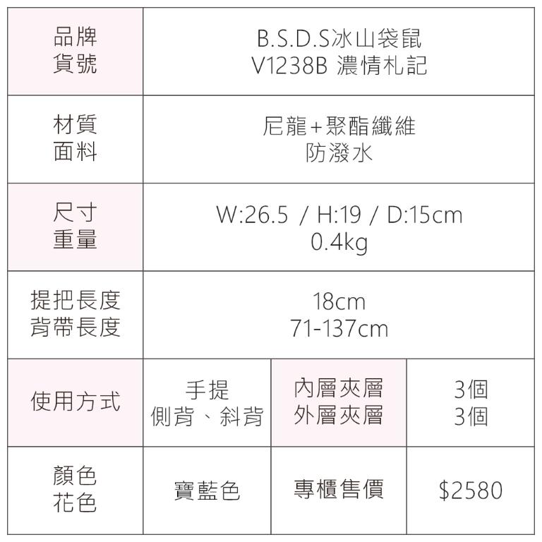 B.S.D.S冰山袋鼠 - 濃情札記 - 多口袋兩用手提包 - 寶藍色【V1238B】