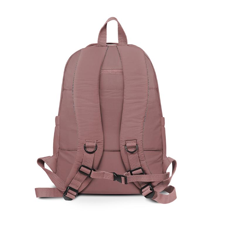 B.S.D.S冰山袋鼠 - 樂活遊記 - 格紋多夾層附插袋胸扣後背包 - 香檳粉【X1251CP】