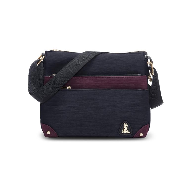 B.S.D.S冰山袋鼠 - 玩色主義 - 雙色多層百搭斜背包 - 野莓黑【9008-KU】