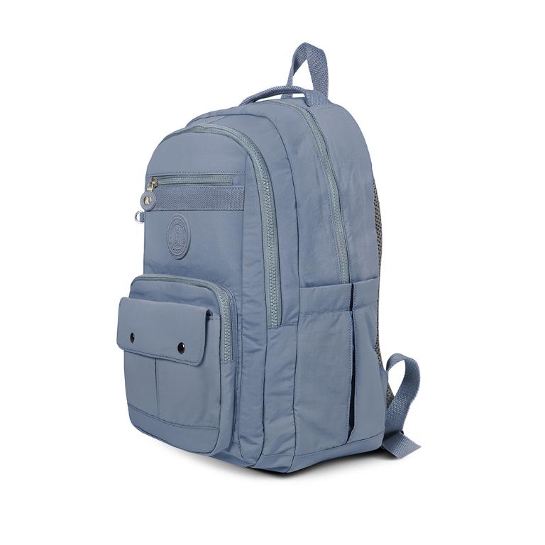 B.S.D.S冰山袋鼠 - 樂活遊記 - 格紋多口袋附插袋胸扣後背包 - 藍色【X1123B】