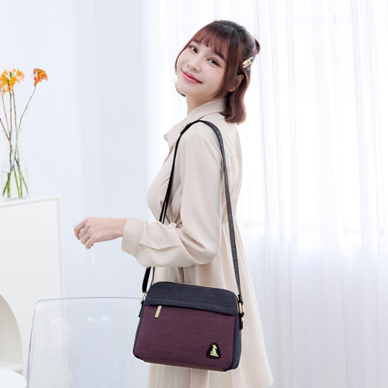 B.S.D.S冰山袋鼠 - 玩色主義 - 雙色多層收納貝殼包 - 野莓黑【9004-KU】