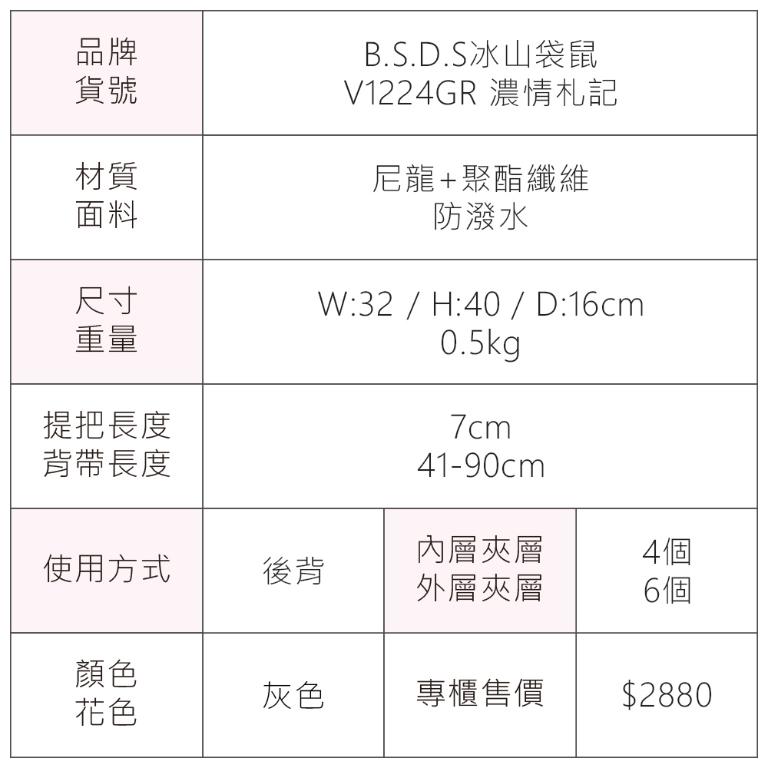 B.S.D.S冰山袋鼠 - 濃情札記 - 伸縮造型附插袋後背包 - 灰色【V1224GR】
