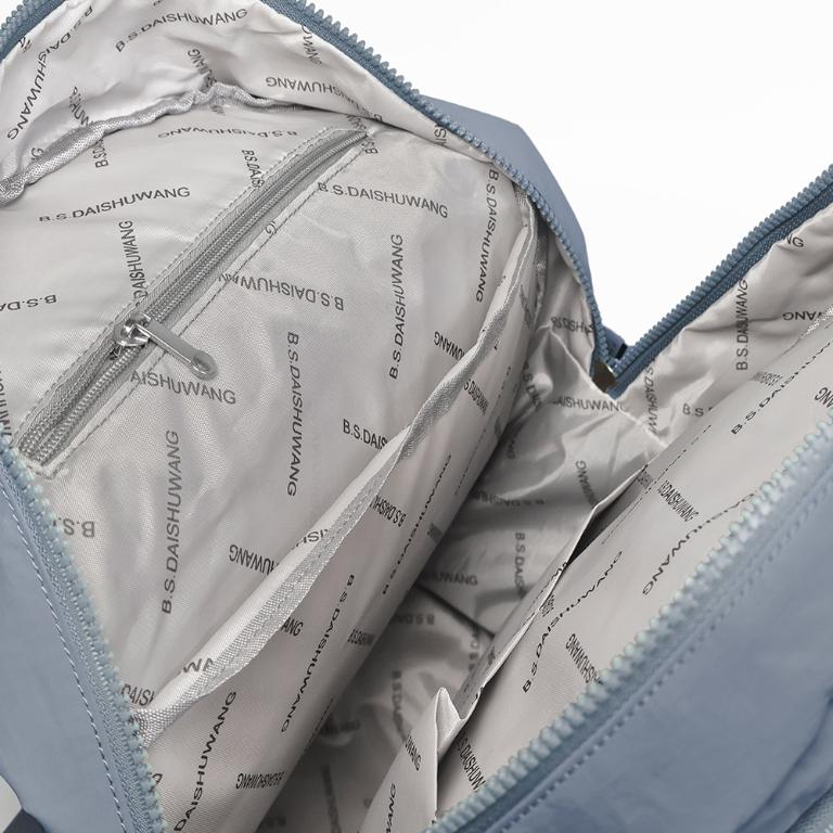 B.S.D.S冰山袋鼠 - 樂活遊記 - 格紋多口袋附插袋胸扣後背包 - 藍色【X1123B】