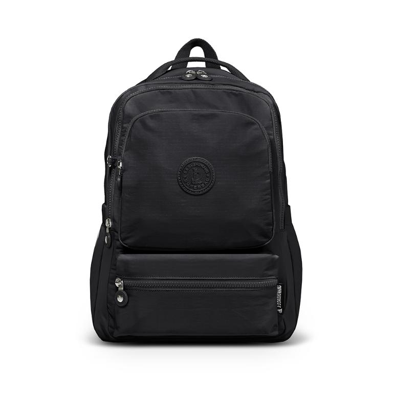 B.S.D.S冰山袋鼠 - 樂活遊記 - 格紋多夾層附插袋胸扣後背包 - 黑色【X1251K】