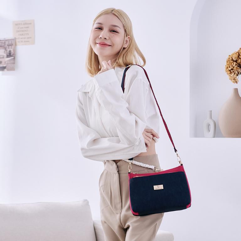 B.S.D.S冰山袋鼠 - 雙色聖代 - 玩色實搭輕量斜肩包 - 藏青莓【F2502-BP】