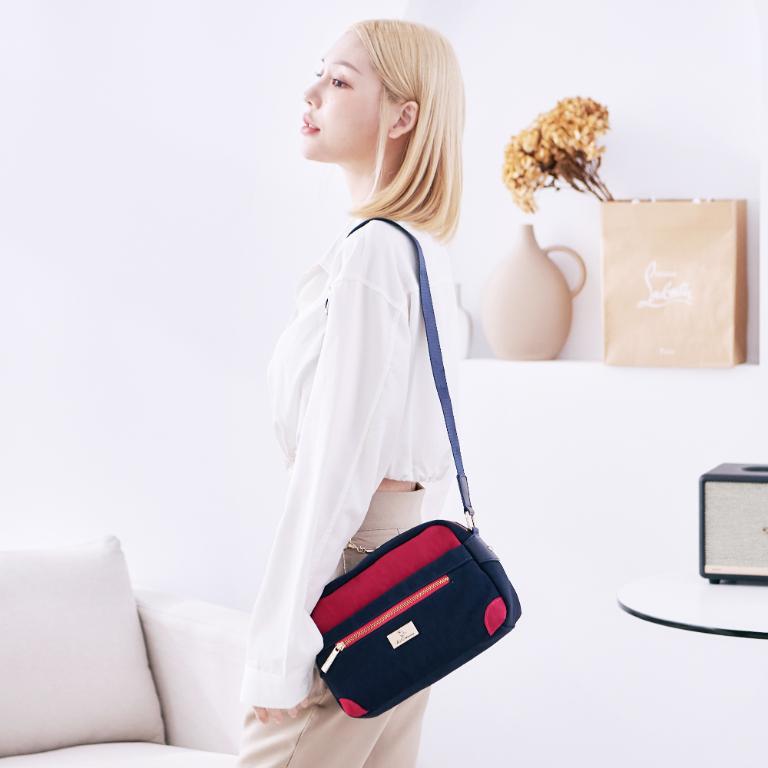 B.S.D.S冰山袋鼠 - 雙色聖代 - 玩色實搭圓角造型斜背包 - 藏青莓【F2507-BP】