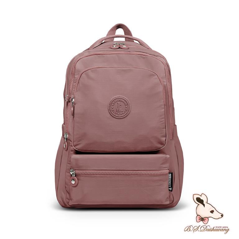 B.S.D.S冰山袋鼠 - 樂活遊記 - 格紋多夾層附插袋胸扣後背包 - 香檳粉【X1251CP】