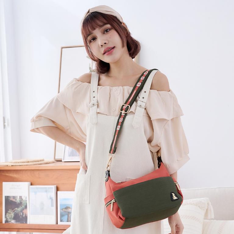 B.S.D.S冰山袋鼠 - 玩色主義 - 雙色可拆式斜肩包 - 甜柚綠【9003-OG】