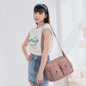 B.S.D.S冰山袋鼠 - 樂活遊記 - 格紋造型收納斜背包 - 香檳粉【X1218CP】