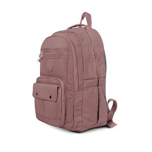 B.S.D.S冰山袋鼠 - 樂活遊記 - 格紋多口袋附插袋胸扣後背包 - 香檳粉【X1123CP】