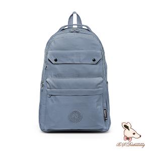 B.S.D.S冰山袋鼠 - 樂活遊記 - 格紋大容量附插袋胸扣後背包 - 藍色【X1250B】