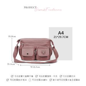 B.S.D.S冰山袋鼠 - 樂活遊記 - 格紋造型收納斜背包 - 香檳粉【X1218CP】