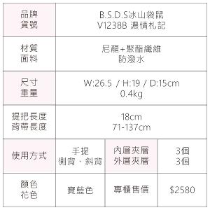 B.S.D.S冰山袋鼠 - 濃情札記 - 多口袋兩用手提包 - 寶藍色【V1238B】