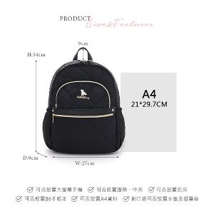 B.S.D.S冰山袋鼠 - 霓虹甜心 - 菱格多口袋後背包 - 黑加侖【Z116-AK】