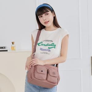 B.S.D.S冰山袋鼠 - 樂活遊記 - 格紋造型收納斜背包 - 香檳粉【X1218CP】