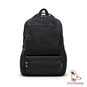 B.S.D.S冰山袋鼠 - 樂活遊記 - 格紋多夾層附插袋胸扣後背包 - 黑色【X1251K】