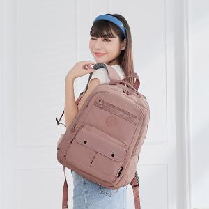 B.S.D.S冰山袋鼠 - 樂活遊記 - 格紋多口袋附插袋胸扣後背包 - 香檳粉【X1123CP】