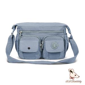 B.S.D.S冰山袋鼠 - 樂活遊記 - 格紋造型收納斜背包 - 藍色【X1218B】