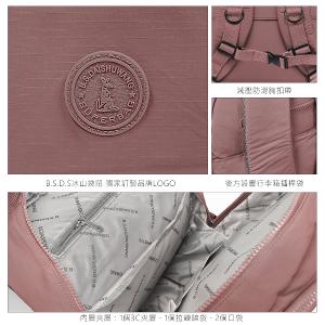 B.S.D.S冰山袋鼠 - 樂活遊記 - 格紋大容量附插袋胸扣後背包 - 香檳粉【X1250CP】