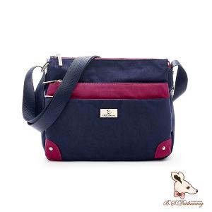 B.S.D.S冰山袋鼠 - 雙色聖代 - 玩色實搭多層百搭斜背包 - 藏青莓【F2503-BP】