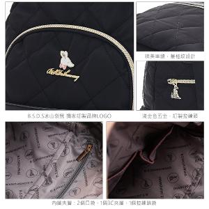 B.S.D.S冰山袋鼠 - 霓虹甜心 - 菱格多口袋後背包 - 黑加侖【Z116-AK】