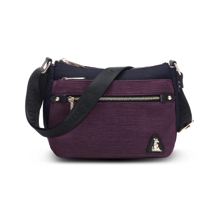 B.S.D.S冰山袋鼠 - 玩色主義 - 雙色輕量多層斜背包 - 野莓黑【9001-KU】