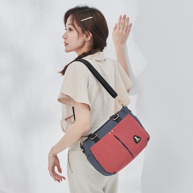 B.S.D.S冰山袋鼠 - 玩色主義 - 雙色輕量多層托特包 - 酒紅灰【9010-RG】