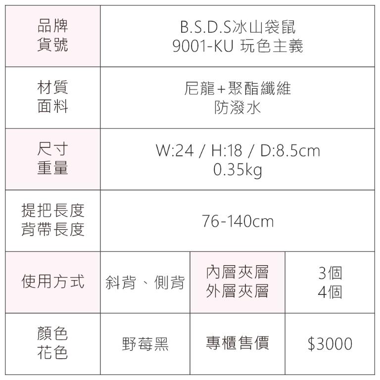 B.S.D.S冰山袋鼠 - 玩色主義 - 雙色輕量多層斜背包 - 野莓黑【9001-KU】