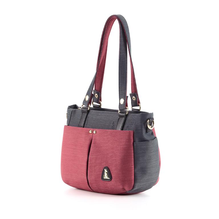 B.S.D.S冰山袋鼠 - 玩色主義 - 雙色輕量多層托特包 - 酒紅灰【9010-RG】