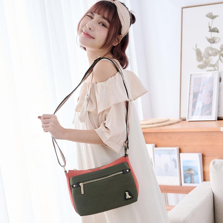 B.S.D.S冰山袋鼠 - 玩色主義 - 雙色輕量多層斜背包 - 甜柚綠【9001-OG】