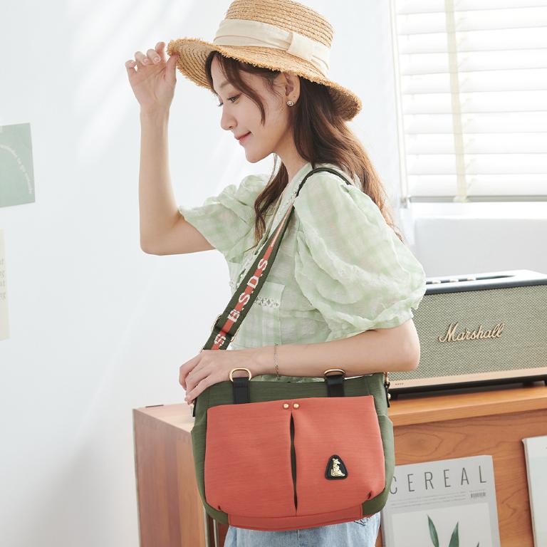 B.S.D.S冰山袋鼠 - 玩色主義 - 雙色輕量多層托特包 - 甜柚綠【9010-OG】