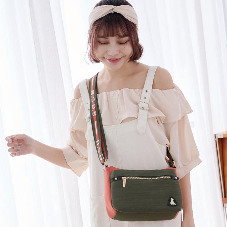 B.S.D.S冰山袋鼠 - 玩色主義 - 雙色輕量多層斜背包 - 甜柚綠【9001-OG】