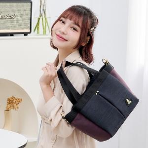 B.S.D.S冰山袋鼠 - 玩色主義 - 雙色輕量多層購物包 - 野莓黑【9012-KU】