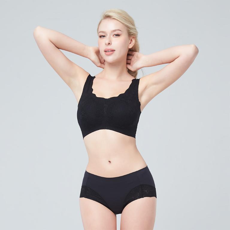 【思薇爾】Love myself系列M-3XL無鋼圈蕾絲舒適包覆無痕短背心(黑色)