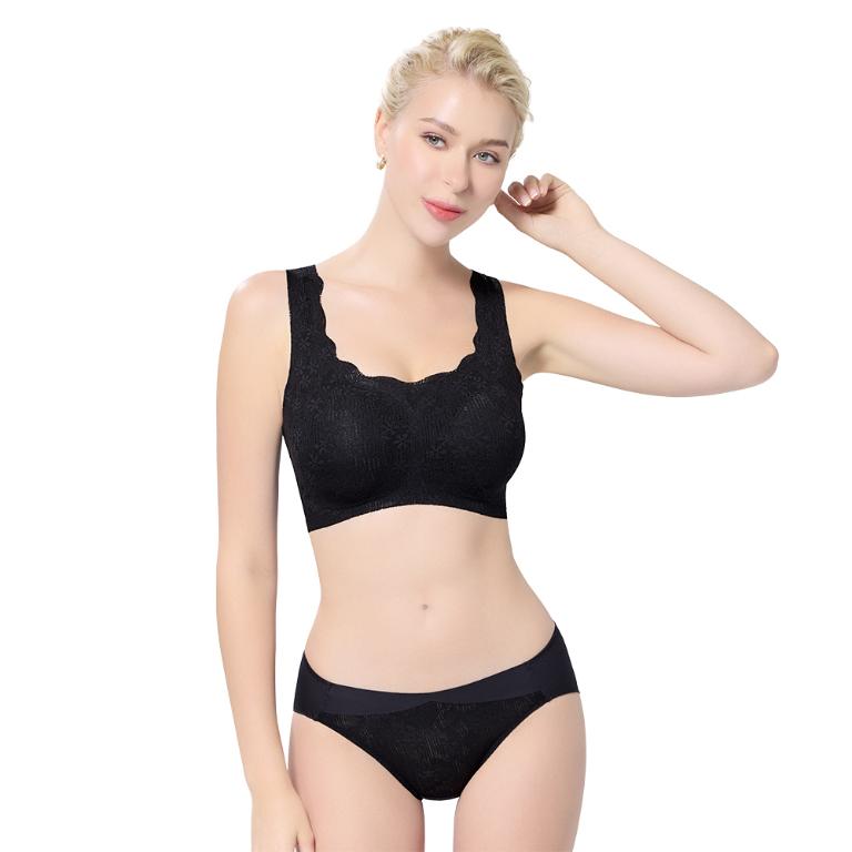 【思薇爾】Love myself系列M-3XL無鋼圈蕾絲舒適包覆無痕短背心(黑色)