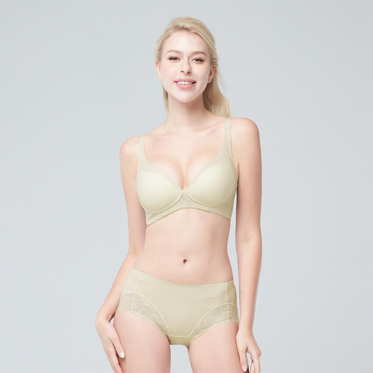 【思薇爾】Love myself系列B-E罩無鋼圈模杯蕾絲舒適包覆無痕女內衣(蘆草綠)