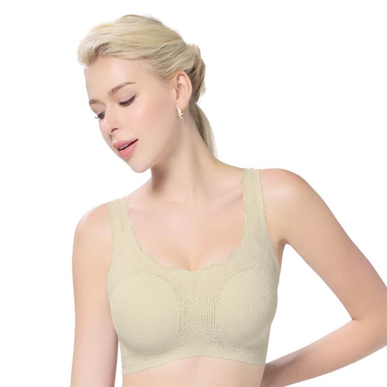 【思薇爾】Love myself系列M-3XL無鋼圈蕾絲舒適包覆無痕短背心(蘆草綠)