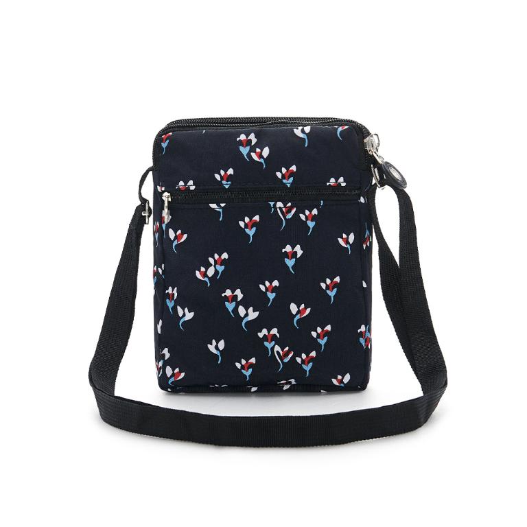 B.S.D.S冰山袋鼠 - 楓糖瑪芝 - 直立雙層斜背小包 - 花卉黑【129-3KF】