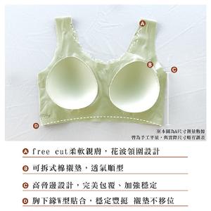 【思薇爾】Love myself系列M-3XL無鋼圈蕾絲舒適包覆無痕短背心(蘆草綠)