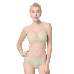 【思薇爾】Love myself系列B-E罩無鋼圈模杯蕾絲舒適包覆無痕女內衣(蘆草綠)